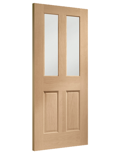 Malton Bi-Fold Internal Oak Door with Clear Bevelled Glass