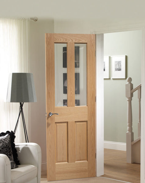 Malton Pre-Finished Internal Oak Door with Clear Bevelled Glass