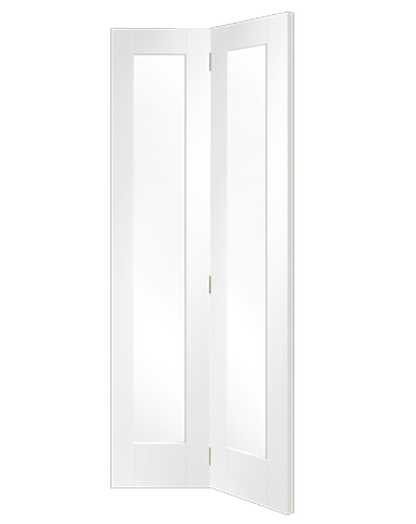 Pattern 10 Bi-Fold Internal White Primed Door with Clear Glass