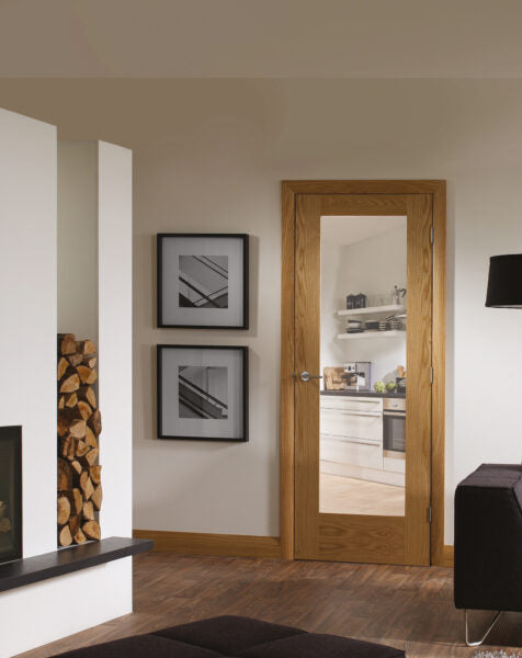 Pattern 10 Internal Oak Fire Door with Clear Glass