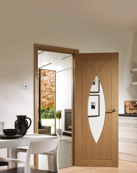 Pesaro Internal Oak Fire Door with Clear Glass