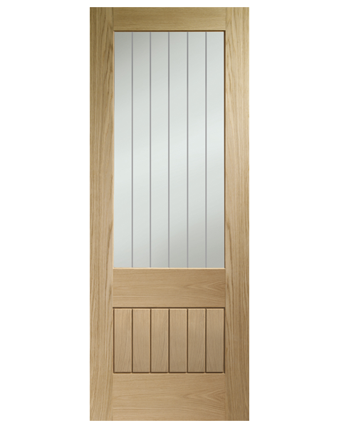 Suffolk Essential 2XG Internal Oak Door with Clear Etched Glass