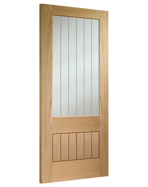 Suffolk Essential 2XG Internal Oak Door with Clear Etched Glass