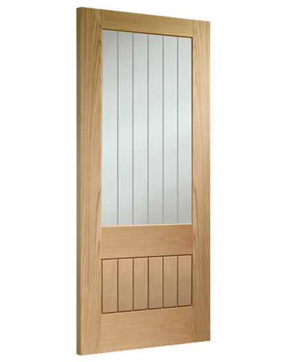 Suffolk Essential 2XG Internal Oak Door with Clear Etched Glass