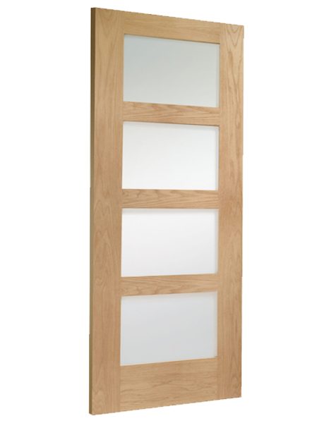 Shaker 4 Light Internal Oak Door with Clear Glass