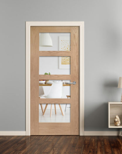 Shaker 4 Light Internal Oak Door with Clear Glass