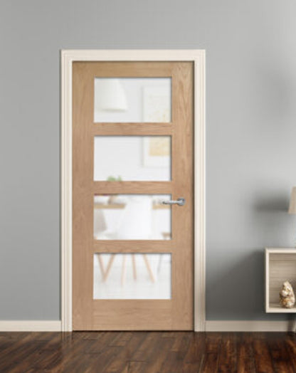 Shaker 4 Light Internal Oak Door with Obscure Glass