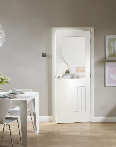 Suffolk 1 Light Internal White Primed Door with Clear Glass