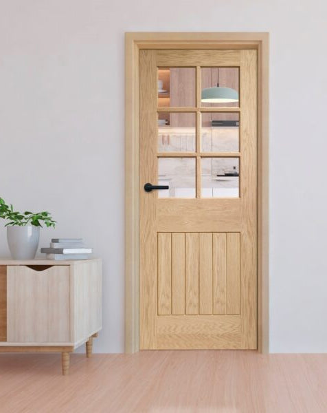 Suffolk Original 6 Light Internal Oak Door with Clear Bevelled Glass