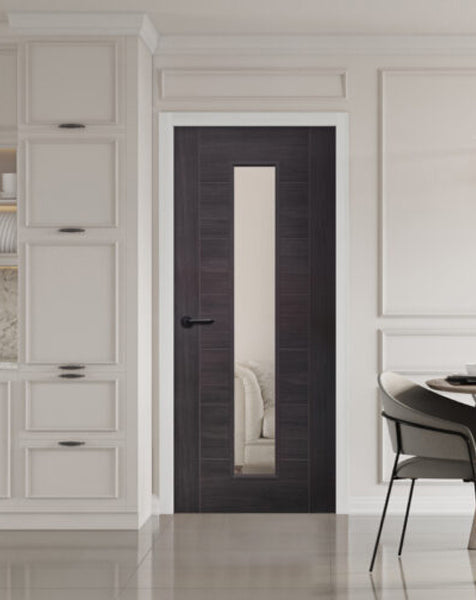 Umber Grey Laminate Palermo with Clear Glass Door