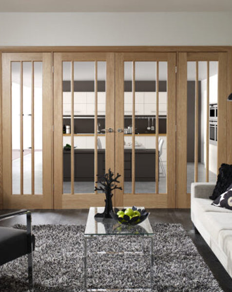 Worcester Internal Oak Rebated Door Pair with Clear Glass